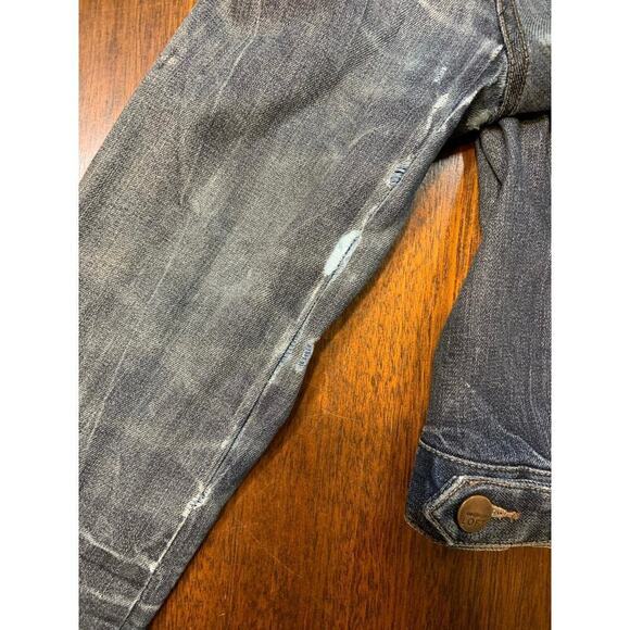 Loft Ann Taylor Women's Small Distressed Blue Denim Jean Jacket Cotton Blend - Picture 5 of 11